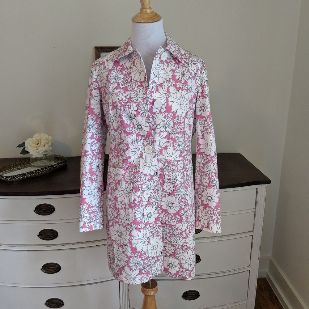 Loft petites floral trench coat with pockets